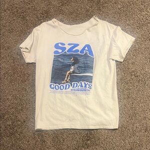 SZA Graphic Tee in Cream and Blue